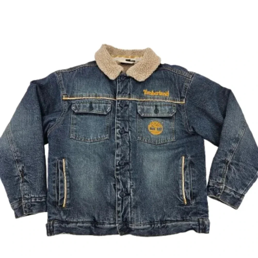 Timberland Sherpa Lined Denim Jacket Kids M 12-14